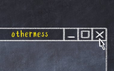 Tarayıcı penceresini başlık başlığıyla kapatılıyor. Tebeşir çizimi. Sorunlarla başa çıkma kavramı