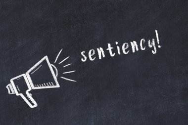 Hoparlörlerin tebeşir çizimi ve siyah masanın üzerine el yazısı yazması duyarlılık.