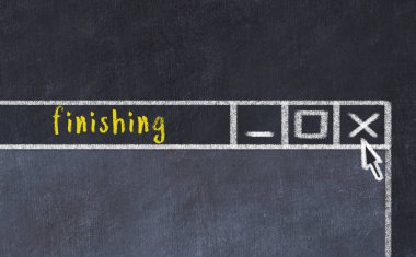 Tarayıcı penceresini başlık bitirme ile kapatılıyor. Tebeşir çizimi. Sorunlarla başa çıkma kavramı