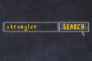 Boğazlayan 'ı arama fikri. Arama motorunun tebeşir çizimi ve tahtadan yapılmış yazı tahtası
