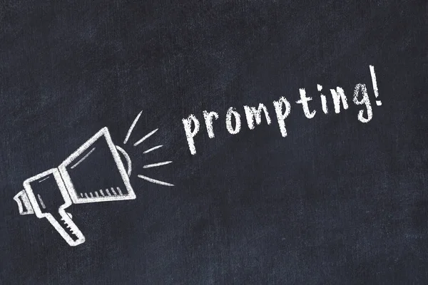 Hoparlör çizimi ve yazı içeren siyah karatahta