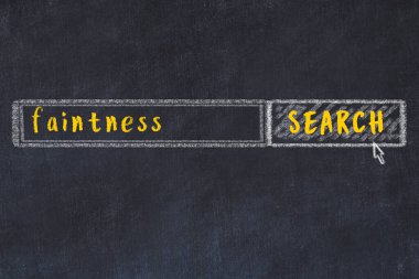 Siyah karatahtaya arama motoru çiziliyor. Baygınlık arayışı kavramı