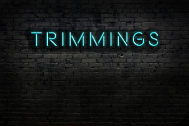 Duvara yazı kazınmış neon tabela. Gece görünümü