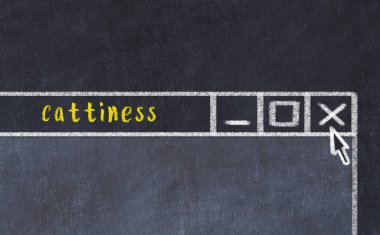 Tarayıcı penceresini başlık sığırtkanlığı ile kapatılıyor. Tebeşir çizimi. Sorunlarla başa çıkma kavramı