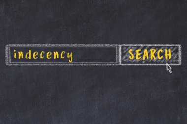 Ahlaksızlık arama kavramı. Arama motorunun tebeşir çizimi ve tahtadan yapılmış yazı tahtası