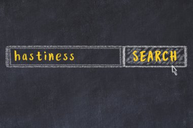 Siyah karatahtaya arama motoru çiziliyor. Aceleci olma kavramı