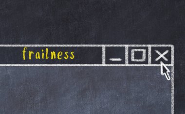 Tarayıcı penceresini başlık kırılganlığıyla kapatılıyor. Tebeşir çizimi. Sorunlarla başa çıkma kavramı