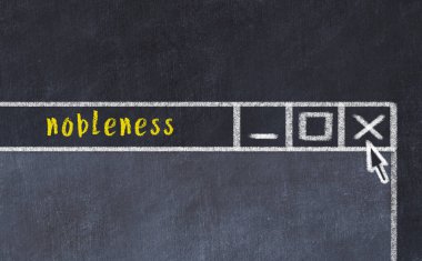 Tarayıcı penceresinin sayfa başlığı yazma asaleti ile kapatılmasının tebeşir çizimi  