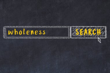 Bütünlüğü arama kavramı. Arama motorunun tebeşir çizimi ve tahtadan yapılmış yazı tahtası