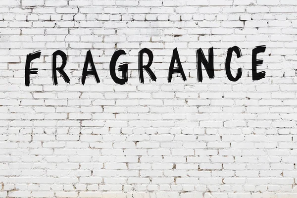 Inscription Fragrance Written Black Paint White Brick Wall — Stock Photo, Image