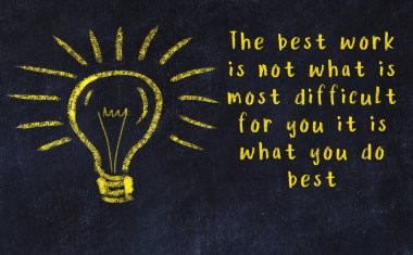 Bir karatahtaya ve bir ampul çizimine elle yazılmış akıllı bir alıntı.