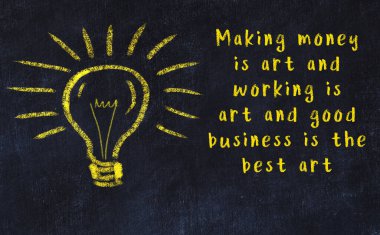 Bir karatahtaya ve bir ampul çizimine elle yazılmış akıllı bir alıntı.