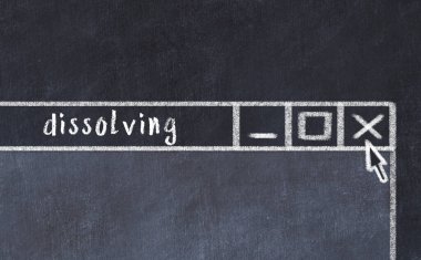 Tarayıcı penceresini başlık çözücüyle kapatılıyor. Tebeşir çizimi. Sorunlarla başa çıkma kavramı