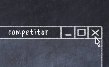 Tarayıcı penceresini sayfa başlığı yazma yarışmacısıyla kapatmanın tebeşir çizimi  