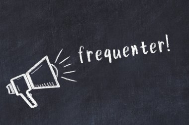 Hoparlör çizimi ve yazıt sıklığı olan siyah karatahta