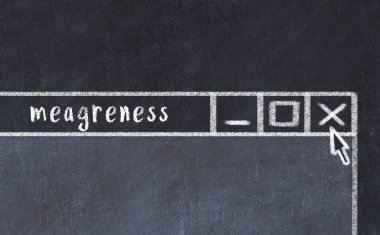 Tarayıcı penceresini başlık yetersizliğiyle kapatılıyor. Tebeşir çizimi. Sorunlarla başa çıkma kavramı