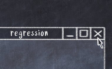 Tarayıcı penceresini başlık gerilemesi ile kapatılıyor. Tebeşir çizimi. Sorunlarla başa çıkma kavramı