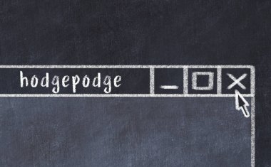 Tarayıcı penceresini başlık hodgepodge ile kapatılıyor. Tebeşir çizimi. Sorunlarla başa çıkma kavramı