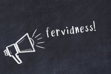 Hoparlör çizimi ve yazıt verimliliği olan siyah karatahta.