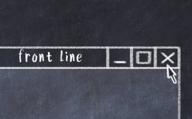 Tarayıcı penceresini başlık ön satırı ile kapatılıyor. Tebeşir çizimi. Sorunlarla başa çıkma kavramı