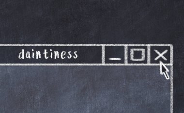 Tarayıcı penceresini sayfa başlığı yazma zarafetiyle kapatmanın tebeşir çizimi  