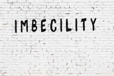 Beyaz tuğla duvara siyah boya ile yazılmış bir embesillik..