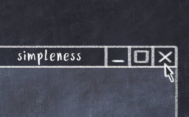 Tarayıcı penceresini başlık basitliğiyle kapatılıyor. Tebeşir çizimi. Sorunlarla başa çıkma kavramı