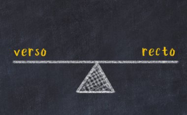 Verso ve recto arasındaki denge. Kara tahtaya yazı tahtası çizimi