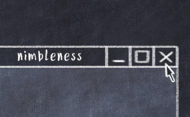 Tarayıcı penceresini başlık çevikliğiyle kapatılıyor. Tebeşir çizimi. Sorunlarla başa çıkma kavramı