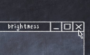 Tarayıcı penceresini başlık parlaklığı ile kapatılıyor. Tebeşir çizimi. Sorunlarla başa çıkma kavramı