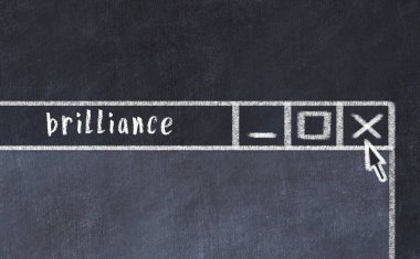 Tarayıcı penceresinin sayfa başlığı yazma dehasıyla kapatılmasının tebeşir çizimi  