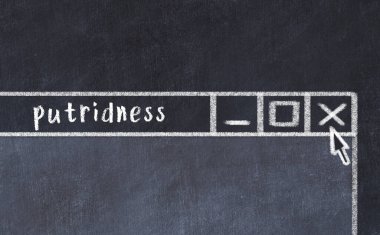 Tarayıcı penceresinin sayfa başlığı yazma çürümesi ile kapatılmasının tebeşir çizimi  