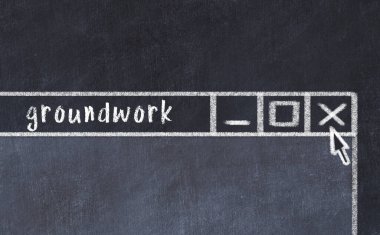 Tarayıcı penceresini sayfa başlığı altyazılarıyla kapatmanın tebeşir çizimi  