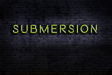 Duvara kazınmış neon levhası var. Gece görünümü