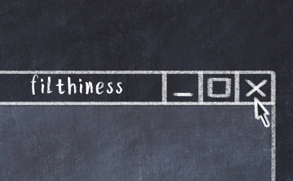 Tarayıcı penceresini başlık kirliliği ile kapatılıyor. Tebeşir çizimi. Sorunlarla başa çıkma kavramı