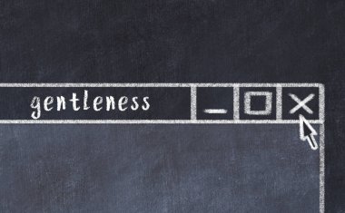 Tarayıcı penceresini başlık kibarlığıyla kapatılıyor. Tebeşir çizimi. Sorunlarla başa çıkma kavramı