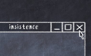 Tarayıcı penceresinin sayfa başlığı yazma ısrarıyla kapatılmasının tebeşir çizimi  