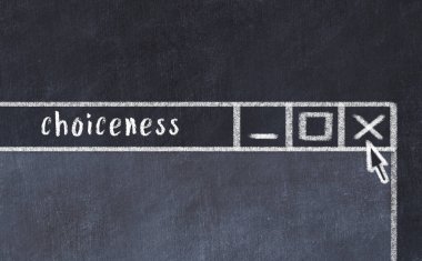 Tarayıcı penceresini sayfa başlığı seçimine sahip olarak kapatmanın tebeşir çizimi  