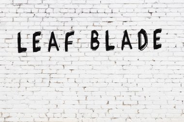 Beyaz tuğla duvara siyah boya ile yazılmış bir yaprak bıçağı..