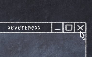 Tarayıcı penceresini başlık şiddetiyle kapatılıyor. Tebeşir çizimi. Sorunlarla başa çıkma kavramı