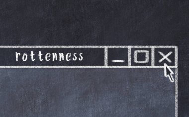 Tarayıcı penceresini sayfa başlığı yazma çürüğüyle kapatmanın tebeşir çizimi  