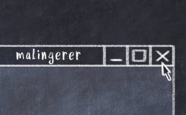 Tarayıcı penceresinin sayfa başlığı yazım hatası ile kapatılmasının tebeşir çizimi  