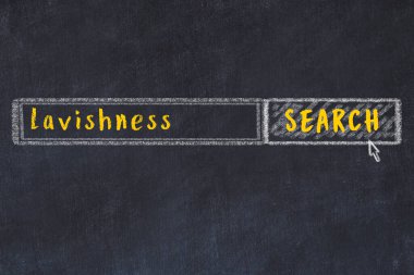 Siyah karatahtaya arama motoru çiziliyor. Savurganlık arayışı kavramı