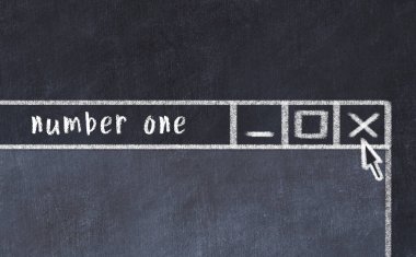 Tarayıcı penceresinin bir numaralı başlık yazısıyla kapatılmasının tebeşir çizimi  