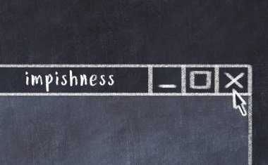 Tarayıcı penceresini sayfa başlığı yazdırma anlamlılığı ile kapatmanın tebeşir çizimi  