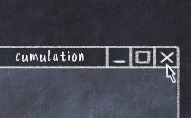 Tarayıcı penceresinin sayfa başlığı yazıtlarıyla kapatılmasının tebeşir çizimi  