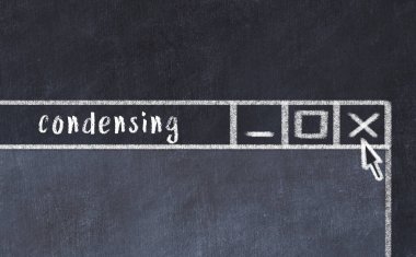 Tarayıcı penceresini sayfa başlığı yazdırma yoğunlaşmasıyla kapatmanın tebeşir çizimi  