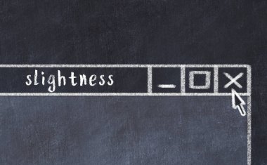 Tarayıcı penceresini başlık kalınlığı ile kapatılıyor. Tebeşir çizimi. Sorunlarla başa çıkma kavramı