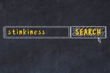 Siyah karatahtaya arama motoru çiziliyor. Kokuşmuşluğu arama kavramı