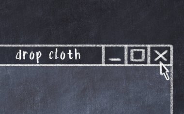 Tarayıcı penceresini başlık indirme beziyle kapatılıyor. Tebeşir çizimi. Sorunlarla başa çıkma kavramı